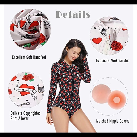 Long Sleeve Swimsuit Women - Rash Guard Women - Picture 4 of 6